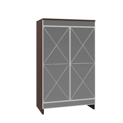 Elegant Decor Mirrored Cabinet with Silver Edging,Mirrored Cabinet with Double Door Storage,Shoe Storage Cabinet