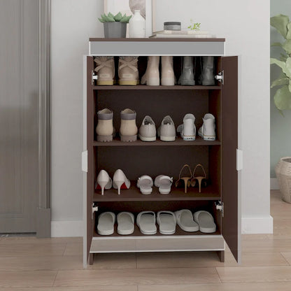 Elegant Decor Mirrored Cabinet with Silver Edging,Mirrored Cabinet with Double Door Storage,Shoe Storage Cabinet