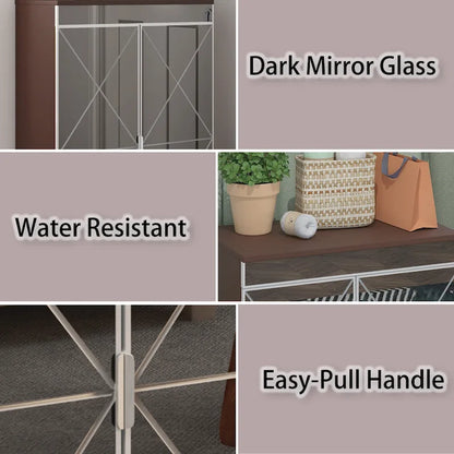 Elegant Decor Mirrored Cabinet with Silver Edging,Mirrored Cabinet with Double Door Storage,Shoe Storage Cabinet