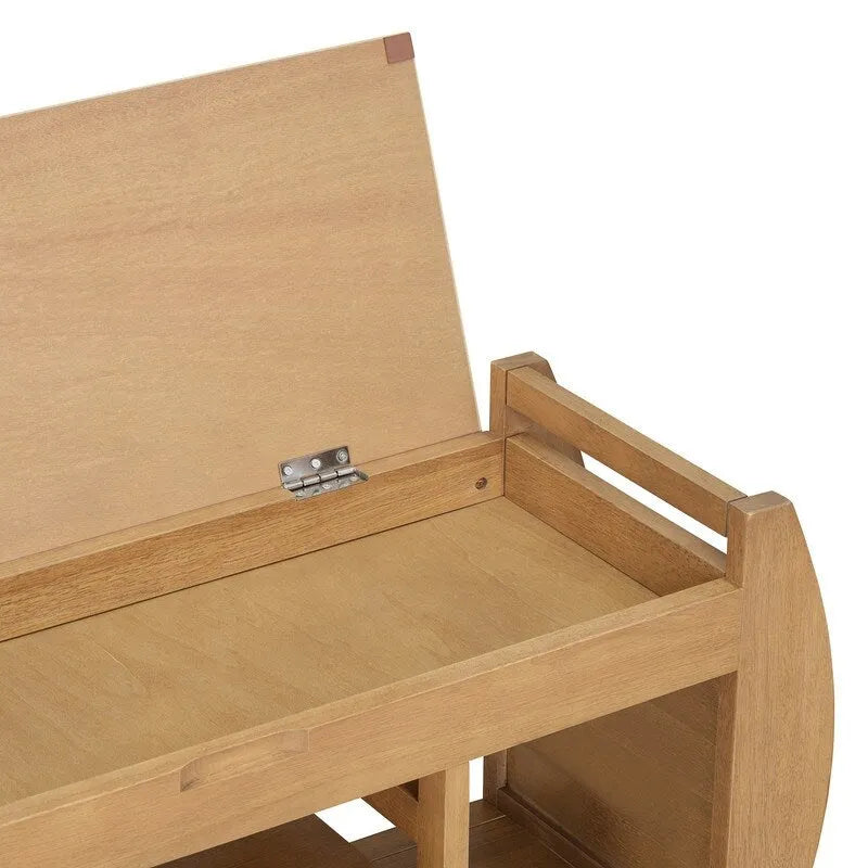 Retro Storage Bench with Cushion and Curved Side Panel for Entrance