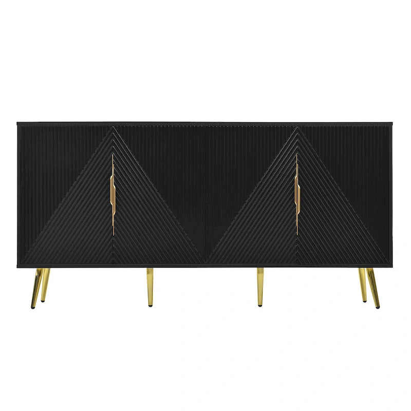 Stylish Sideboard with Wave Geometric Design, Conical Legs, Adjustable, Suitable for Study, Entryway and Living Room