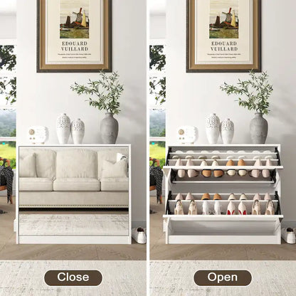 2 Tier Shoe Storage Cabinet with Draders for Entryway,Bedroom, Flip Door Design Shoe Cabinet