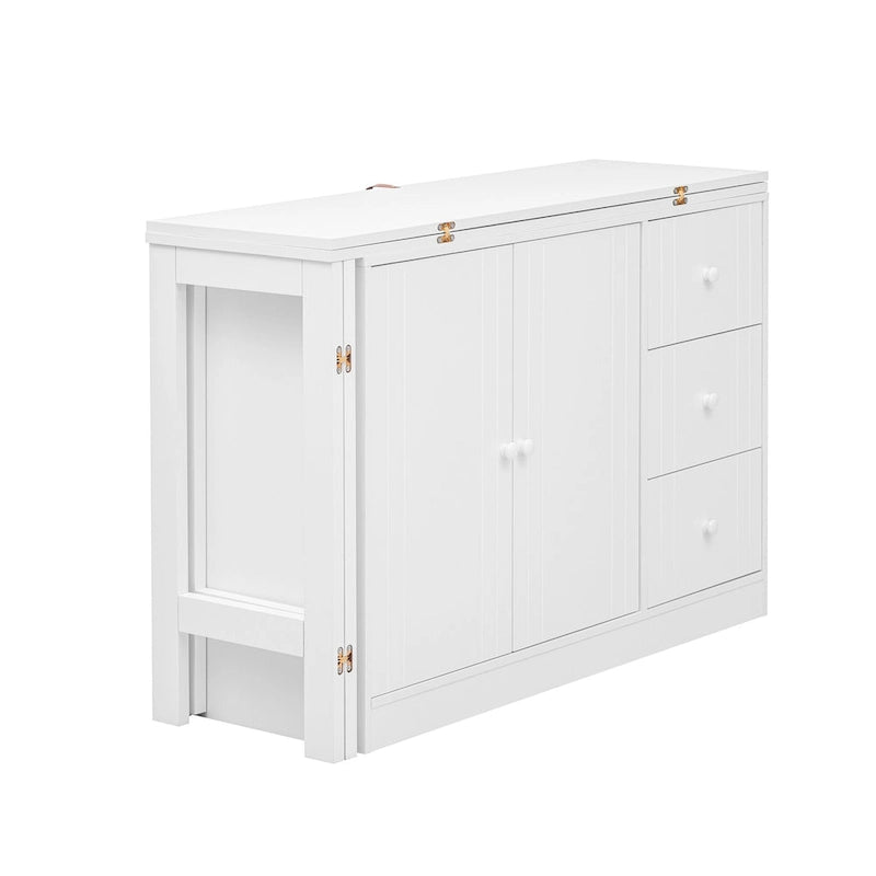 Innovative Sideboard with 2-Door,3-Drawer Design and Adjustable Pull-Out Top for Flexible Use,for Entrance and Living Room