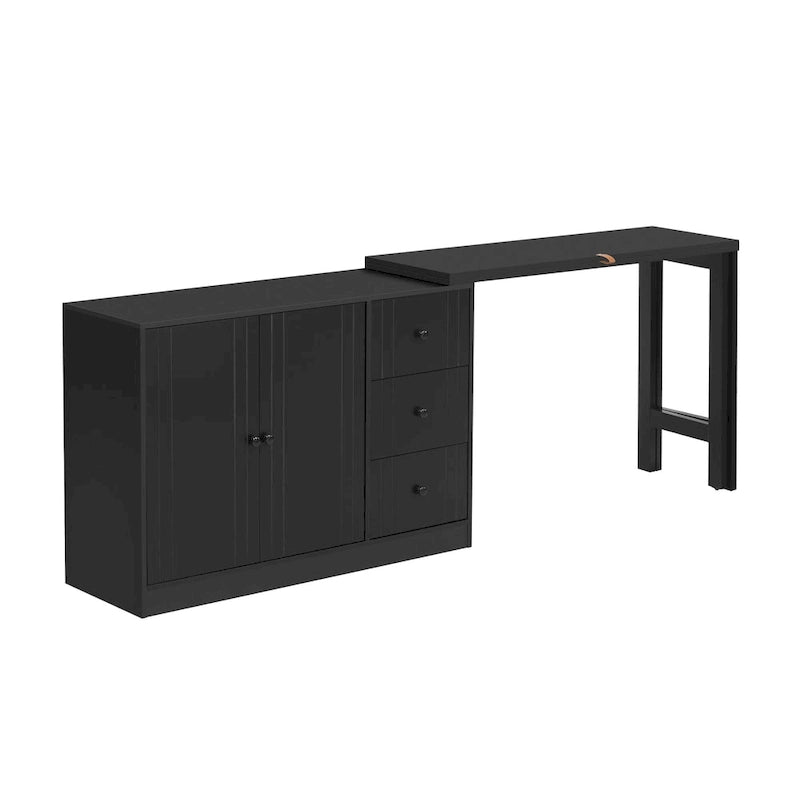 Innovative Sideboard with 2-Door,3-Drawer Design and Adjustable Pull-Out Top for Flexible Use,for Entrance and Living Room