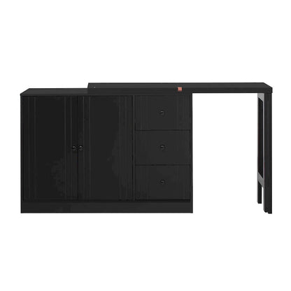 Innovative Sideboard with 2-Door,3-Drawer Design and Adjustable Pull-Out Top for Flexible Use,for Entrance and Living Room