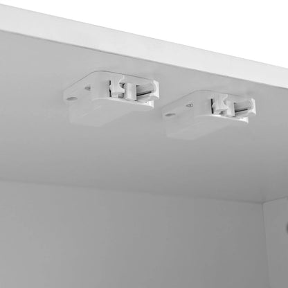 Shoe Cabinet with 5 Solid Wood Legs, Sideboard Buffet Cabinet with Fluted Doors, 4-Door Storage Cabinet with Adjustable Shelves