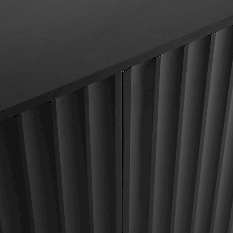 Shoe Cabinet with 5 Solid Wood Legs, Sideboard Buffet Cabinet with Fluted Doors, 4-Door Storage Cabinet with Adjustable Shelves