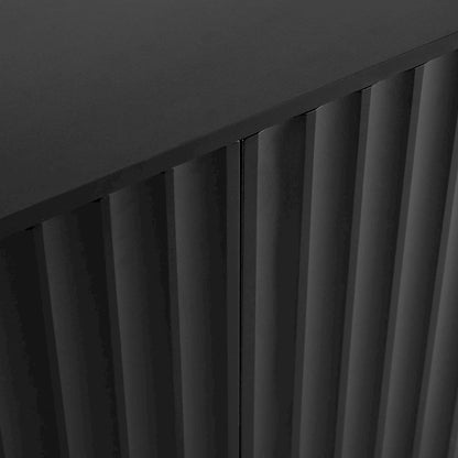 Shoe Cabinet with 5 Solid Wood Legs, Sideboard Buffet Cabinet with Fluted Doors, 4-Door Storage Cabinet with Adjustable Shelves