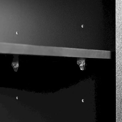 Shoe Cabinet with 5 Solid Wood Legs, Sideboard Buffet Cabinet with Fluted Doors, 4-Door Storage Cabinet with Adjustable Shelves