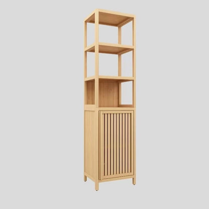 Storage Tall Slim Cabinet with Shutter Door and 3 Tier Shelves, Freestanding Linen Tower Cabinet for Living Room