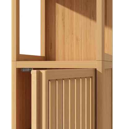 Storage Tall Slim Cabinet with Shutter Door and 3 Tier Shelves, Freestanding Linen Tower Cabinet for Living Room