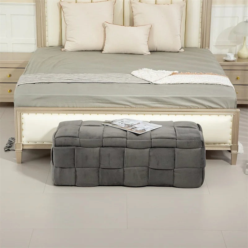 Storage Ottoman,Bedroom End Bench,Upholstered Fabric Storage Ottoman