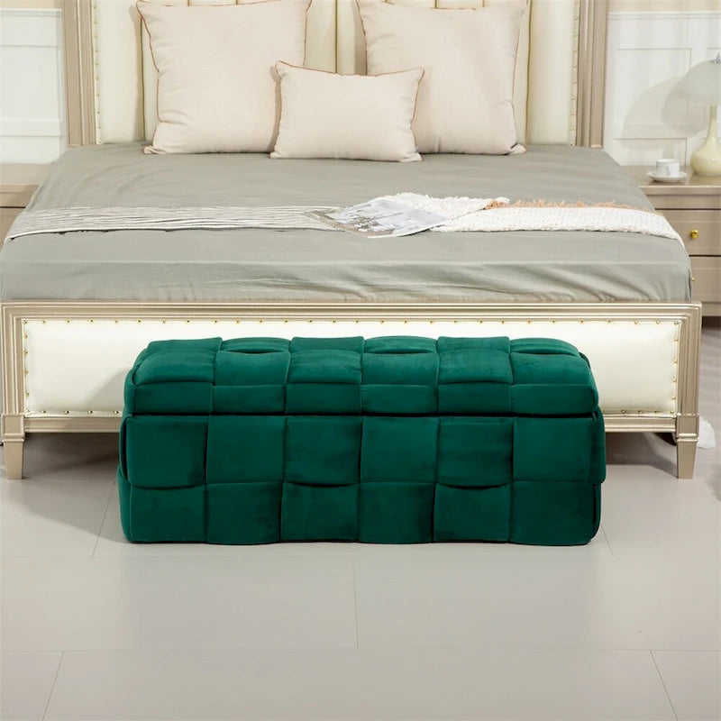Storage Ottoman,Bedroom End Bench,Upholstered Fabric Storage Ottoman