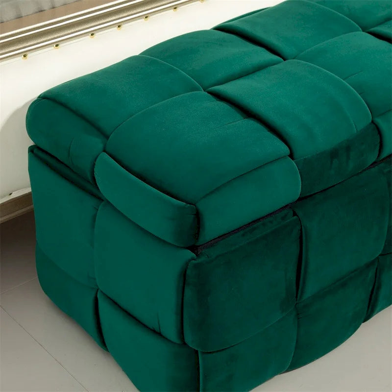 Storage Ottoman,Bedroom End Bench,Upholstered Fabric Storage Ottoman