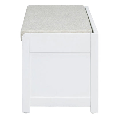 Distressed Shutter Storage Bench with Acacia Veneer for Retro Charm for Living Room, Entryway
