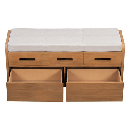Rustic Storage Bench with 2 Drawers,Hidden Storage Space,Shoe Bench