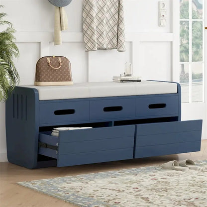 Rustic Storage Bench with 2 Drawers,Hidden Storage Space,Shoe Bench