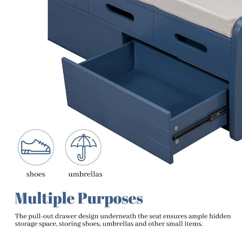 Rustic Storage Bench with 2 Drawers,Hidden Storage Space,Shoe Bench