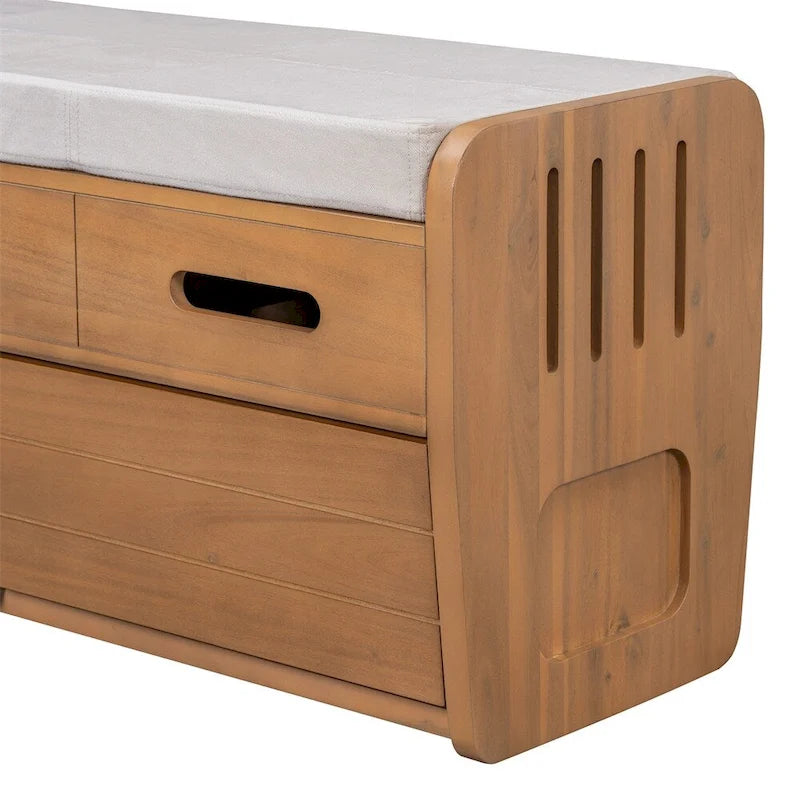 Rustic Storage Bench with 2 Drawers,Hidden Storage Space,Shoe Bench