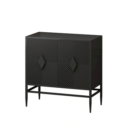 31.50 2 Door Wooden Storage Cabinet Accent Cabinet with Metal Leg Featuring Two-tier Storage, for Living Room, Entryway