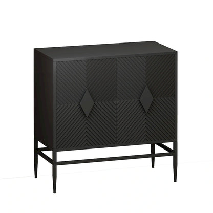 31.50 2 Door Wooden Storage Cabinet Accent Cabinet with Metal Leg Featuring Two-tier Storage, for Living Room, Entryway