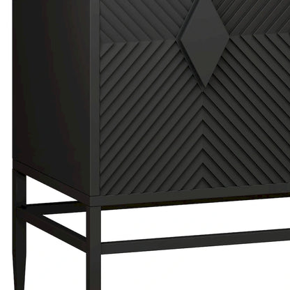 31.50 2 Door Wooden Storage Cabinet Accent Cabinet with Metal Leg Featuring Two-tier Storage, for Living Room, Entryway