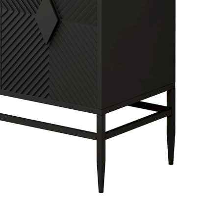 31.50 2 Door Wooden Storage Cabinet Accent Cabinet with Metal Leg Featuring Two-tier Storage, for Living Room, Entryway