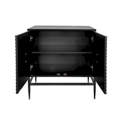 31.50 2 Door Wooden Storage Cabinet Accent Cabinet with Metal Leg Featuring Two-tier Storage, for Living Room, Entryway