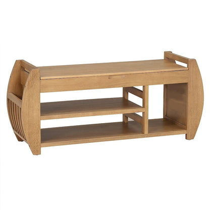 Multi Functional Storage Bench With Hidden Compartment And Open Shelf
