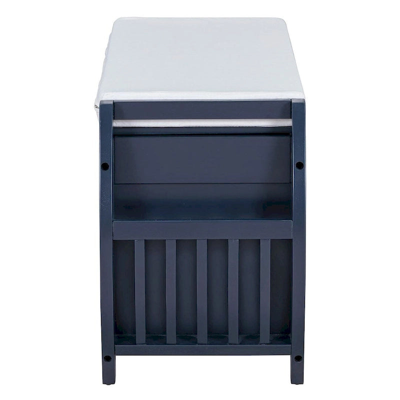 Multi Functional Storage Bench With Hidden Compartment And Open Shelf