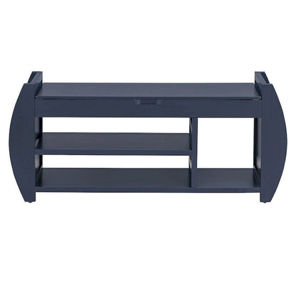 Multi Functional Storage Bench With Hidden Compartment And Open Shelf