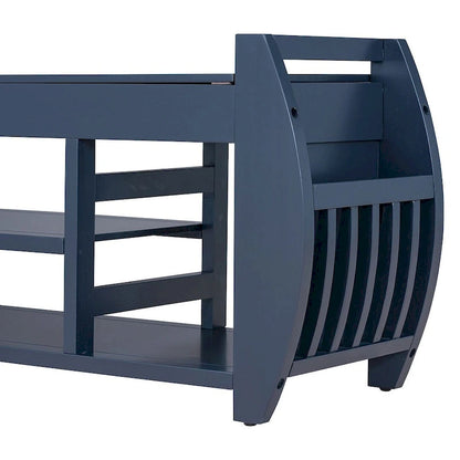 Multi Functional Storage Bench With Hidden Compartment And Open Shelf
