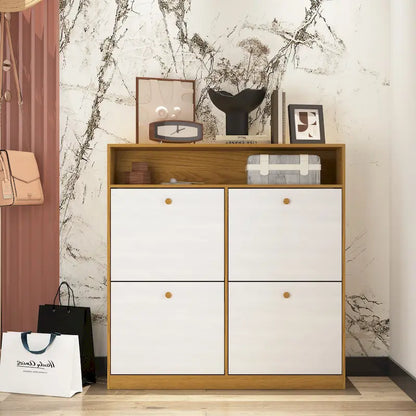 Shoe Storage Cabinet with 4 Flip Drawers, Shoe Rack Organizer with Handle Freestanding Shoe Cabinet with Anti-tip Fitting