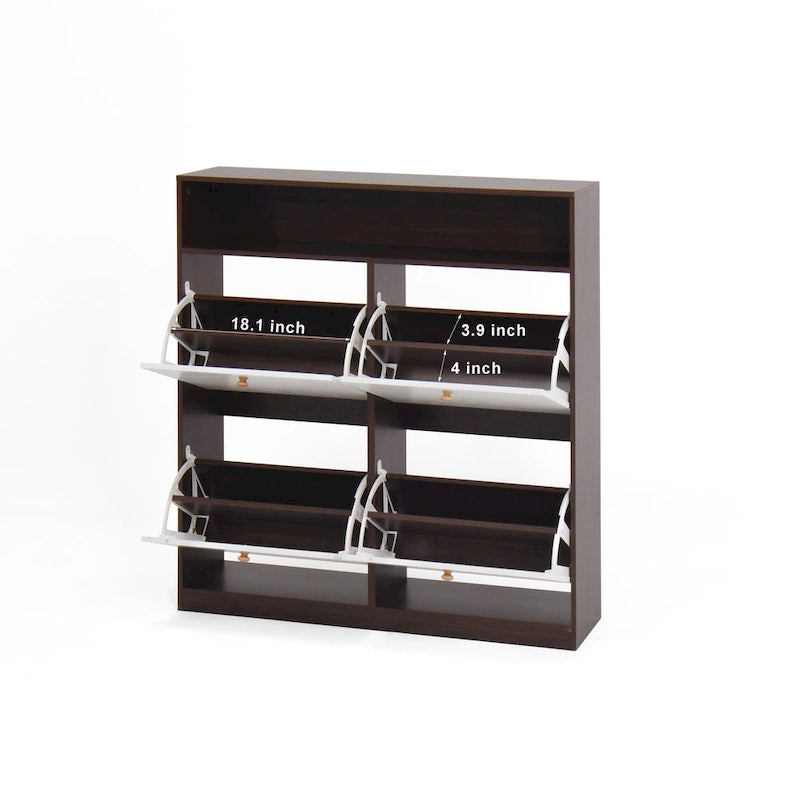 Shoe Storage Cabinet with 4 Flip Drawers, Shoe Rack Organizer with Handle Freestanding Shoe Cabinet with Anti-tip Fitting