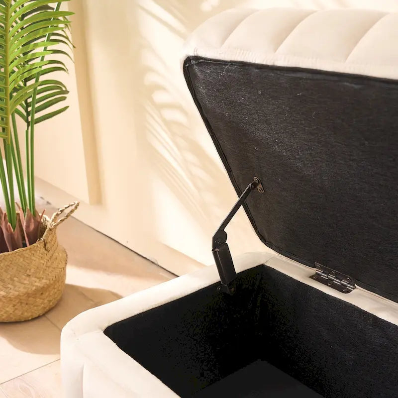 49.21Wide Velvet Storage Soft Bench for Living Room, Entryway and Bedroom