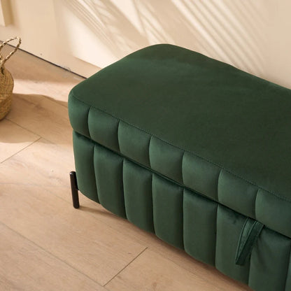 49.21Wide Velvet Storage Soft Bench for Living Room, Entryway and Bedroom