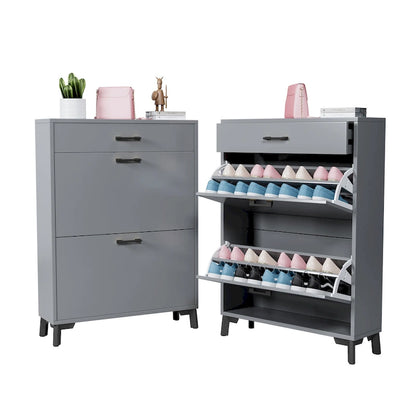 Shoe Storage Cabinet for Entryway, Free Standing Shoe Organizer with 2 Flip Drawers, Hidden Shoe Rack Storage Organizer