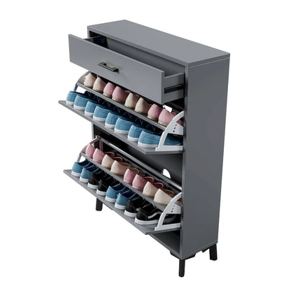 Shoe Storage Cabinet for Entryway, Free Standing Shoe Organizer with 2 Flip Drawers, Hidden Shoe Rack Storage Organizer