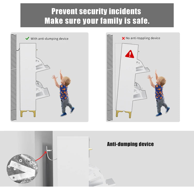 Shoe Storage Cabinet for Entryway, Free Standing Shoe Organizer with 2 Flip Drawers, Hidden Shoe Rack Storage Organizer