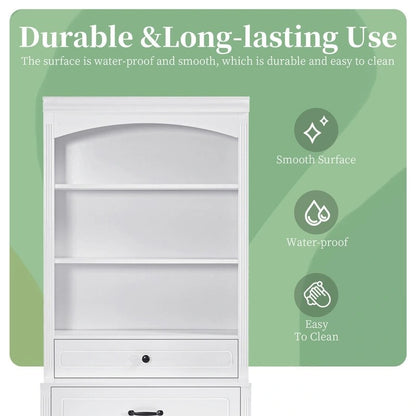 Bathroom Cabinet with 2 Doors, Drawers, Adjustable Shelf & 3 Open Shelves