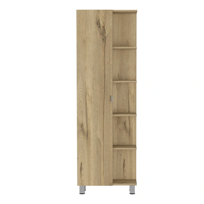 HomeRoots 62 Oak Wood Pantry Or Storage Closet - 20.1' X '62.2' X '8.5