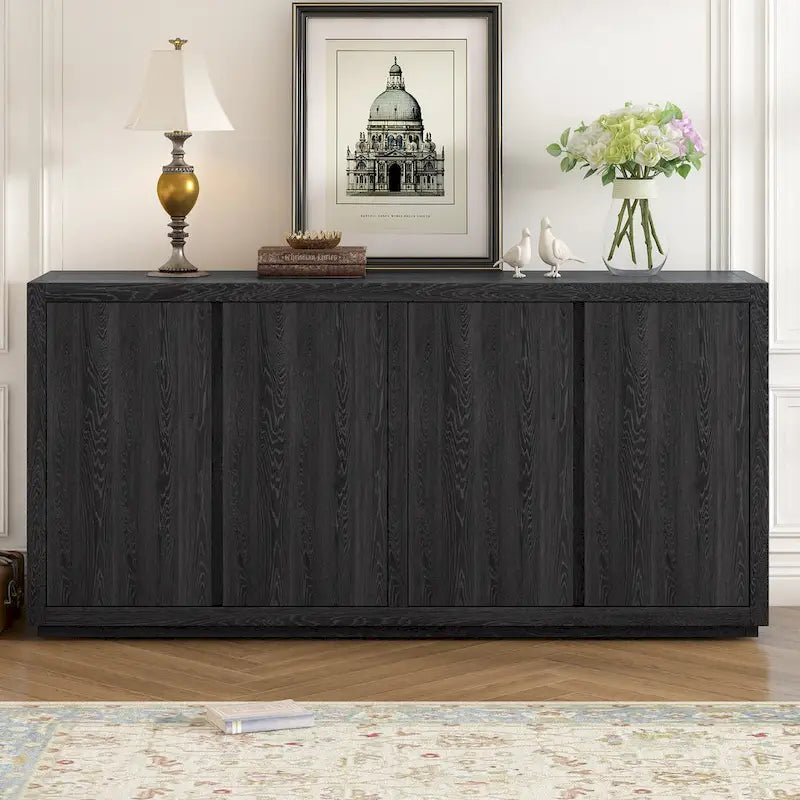 Distinctive Features of a Four-Door Cabinet Sideboard with Ash Veneer suitable for Hallway, Entryway, Living Room
