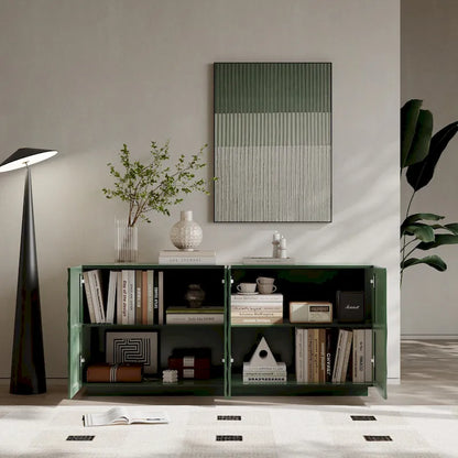 Stylish and Functional 4-Door Cabinet with Suspended Base, for Living Room and Kitchen, 59.0615.6726.46(GREEN)