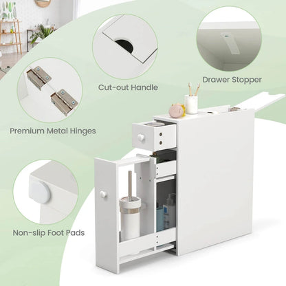 Costway Bathroom Floor Cabinet Toilet Narrow Storage Organizer with