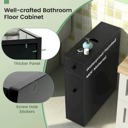 Costway Bathroom Floor Cabinet Toilet Narrow Storage Organizer with
