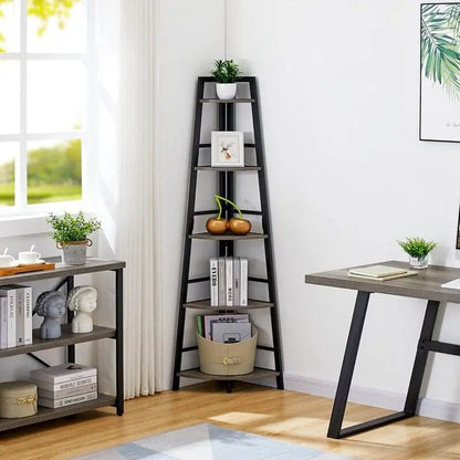 Rustic Tall Corner Bookshelf