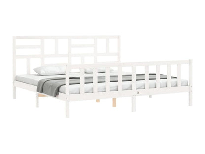 White Solid Wood Bed Frame, 200 x 200 cm