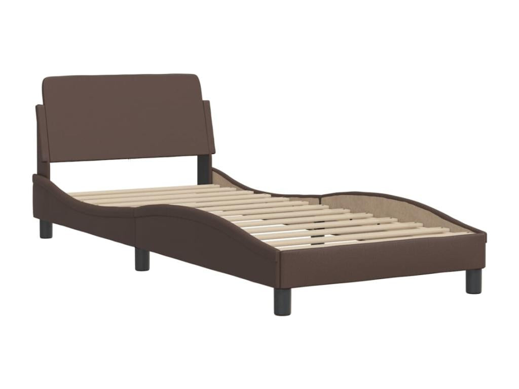 Brown Faux Leather Bed Frame, 100 x 200 cm