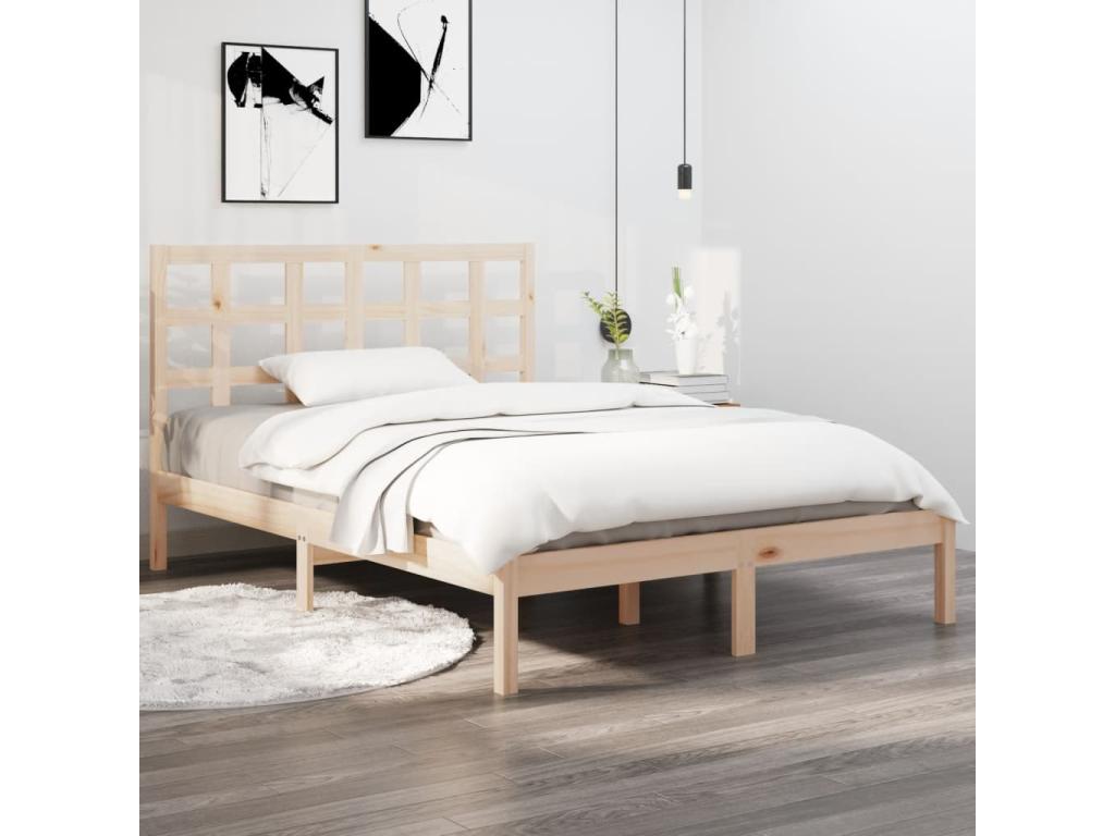 Brown Solid Wood Bed Frame, 120 x 190 cm