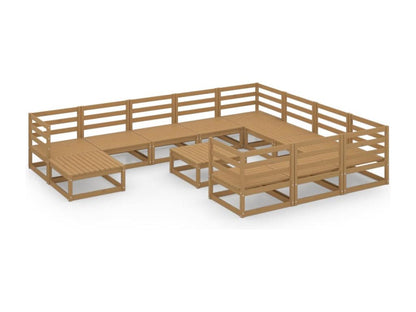 Brown Pine Wood Outdoor Furniture Set